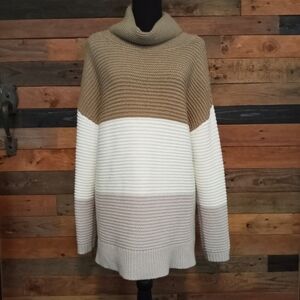 EUC PrinStory 3 tone knit turtleneck sweater - XL